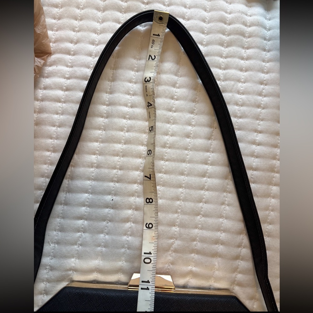 Miztique Classic Structured Black Shoulder Bag with Gold Hardware - Picture 9 of 11